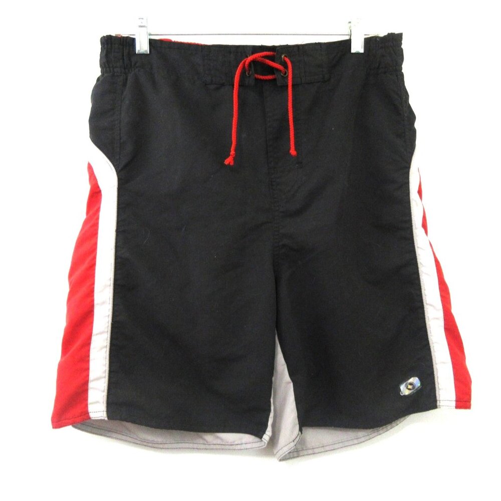 Spalding Athletic Men's Swim Board Trunks Size Small Black Red Gray Mesh Liner